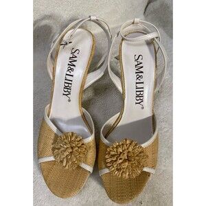 Vintage 1990s  Sam & Libby Woven Flowers Dress Heels Women Size 9 Medium